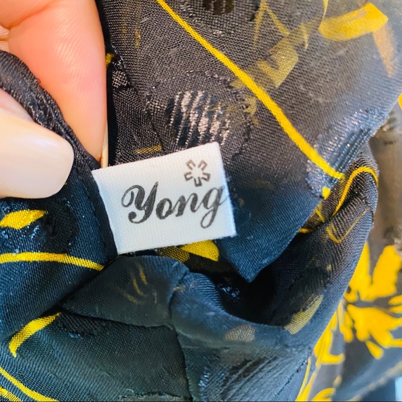 Vintage Black & Gold Sheer Polka Dot & Floral Print Blouse Size M - Picture 8 of 9